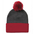 Sportsman 12" Pom-Pom Knit Beanie Cap (Embroidery)